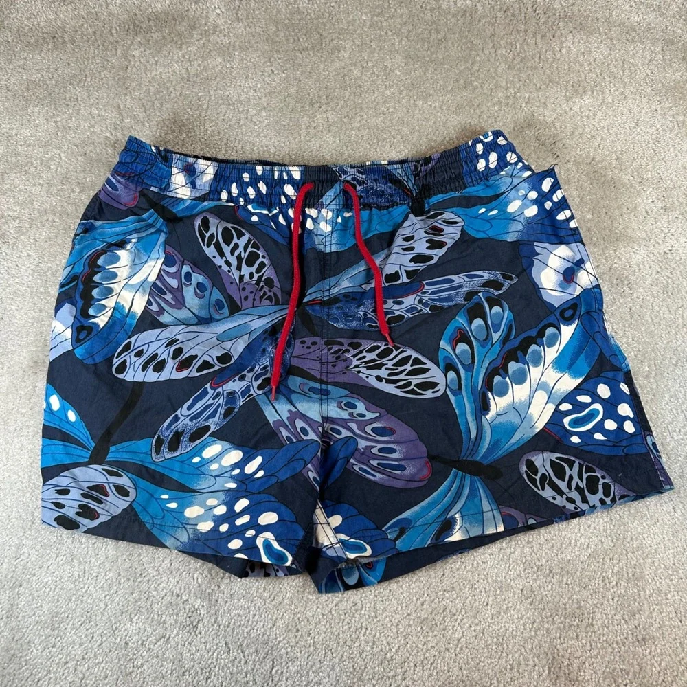 VTG Polo Ralph Lauren Swim Trunks Mens XL Blue Butterfly Wing Print Mesh Lined 5